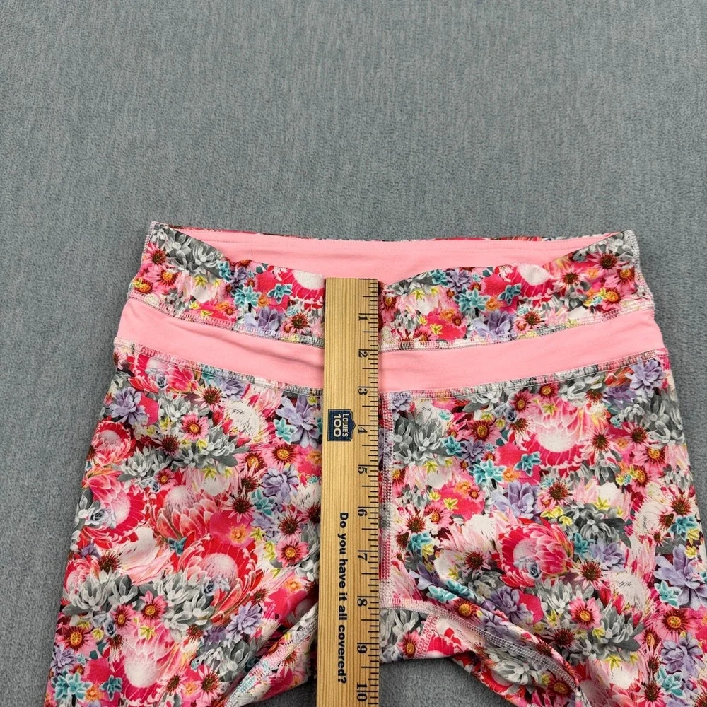 Lululemon Womens Leggings 6 Pink Flowabunga Mini Crop II Run Inspire 22" Yoga - Picture 6 of 14